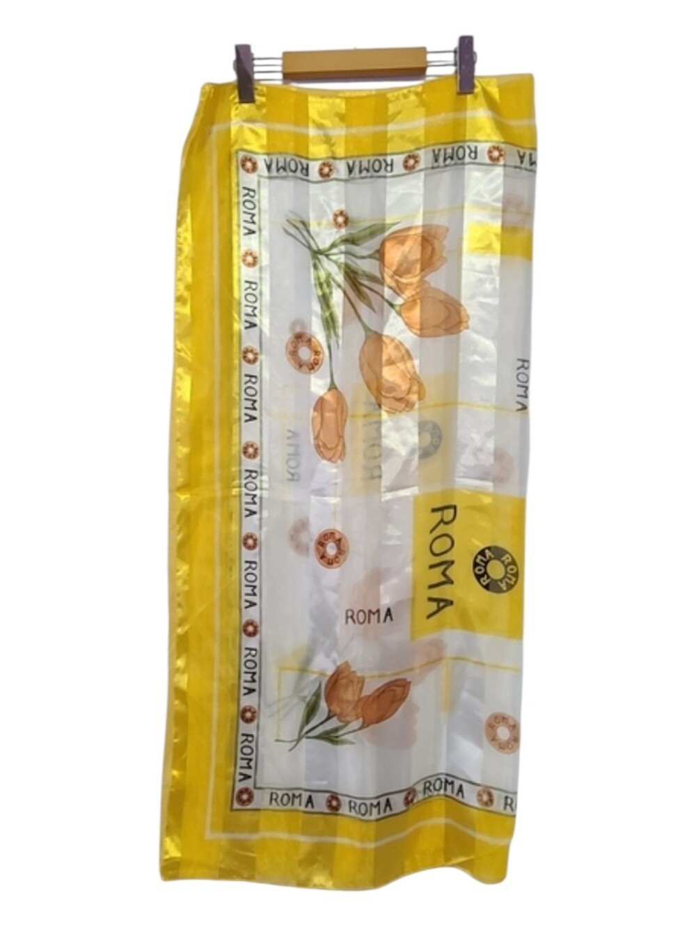 Roma Large Yellow & White Floral Lightweight Scarf 34" x 39" Feminine Coquette